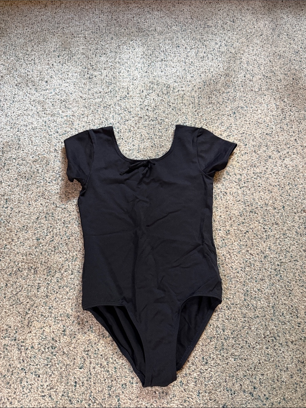 Classic Black Short-Sleeve Dance Leotard for Kids